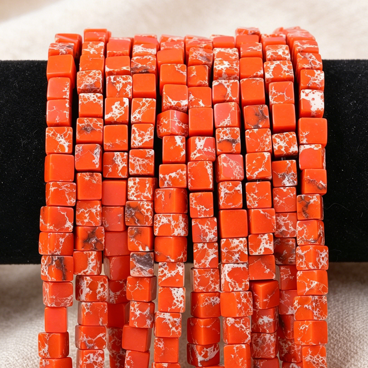 8mm Orange Yellow Jasper Square Beads for Jewelry Making
